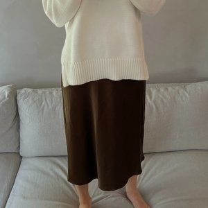 Jenni Kayne Olive Silk Slip Skirt